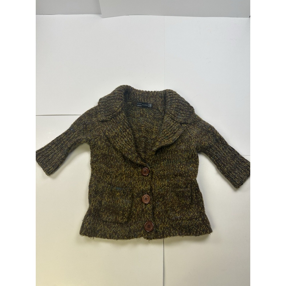 Zara Short Sleeve Knit Sweater Cardigan Size Medium Collared